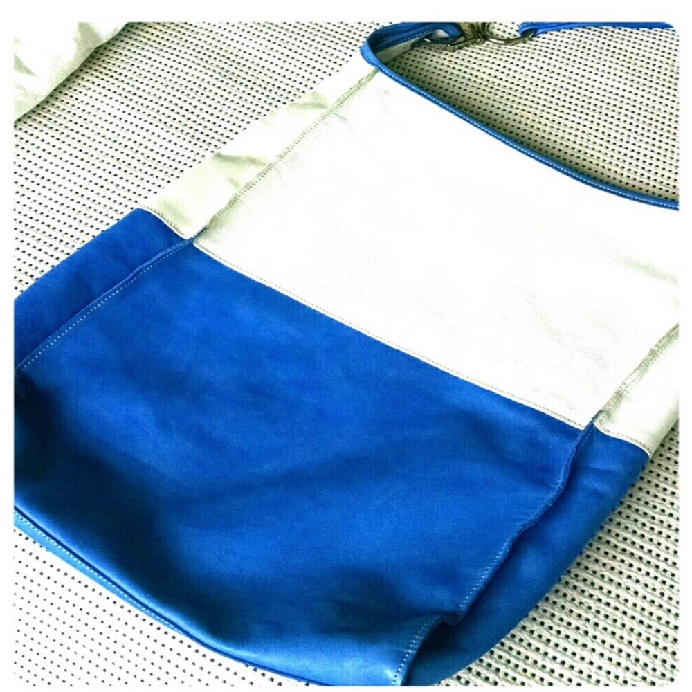 BLUE & WHITE LEATHER TOTE FROM ITALY